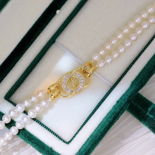 DIY配件珍珠项链扣头S925纯银扣子T方钻单排双排手链搭扣手工材料