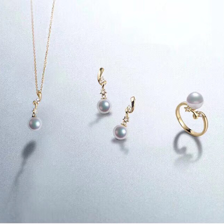 diy珍珠纯银耳钉金吊坠