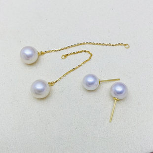 DIY珍珠耳环配件S925纯银长款耳饰空托 可拆分耳钉耳线两用半成品