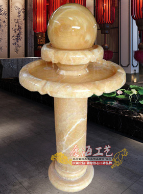 会所禅意风大理石流水喷泉装饰品