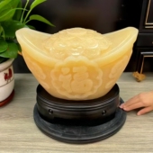 天然玉石装 饰品大号铜钱雕花金元 宝收银台办公室台面摆件开业送礼