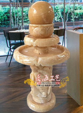 柱子客厅米黄玉大理石旋转