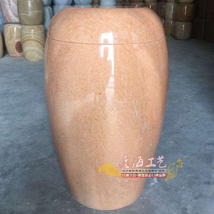 晚霞红材质大理石超大号捡骨坛金塔洗骨瓮清明装骨灰桶罐防腐防潮