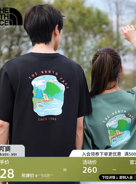 北面男女同款纯棉印花短袖T恤户外休闲透气新款TheNorthFace|8GZ6