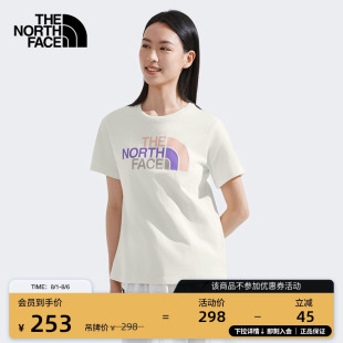 8DC9 TheNorthFace 北面女纯棉撞色LOGO短袖 T恤户外透气春夏新款