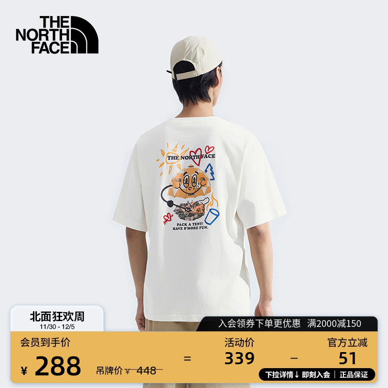 北面男女同款纯棉短袖T恤