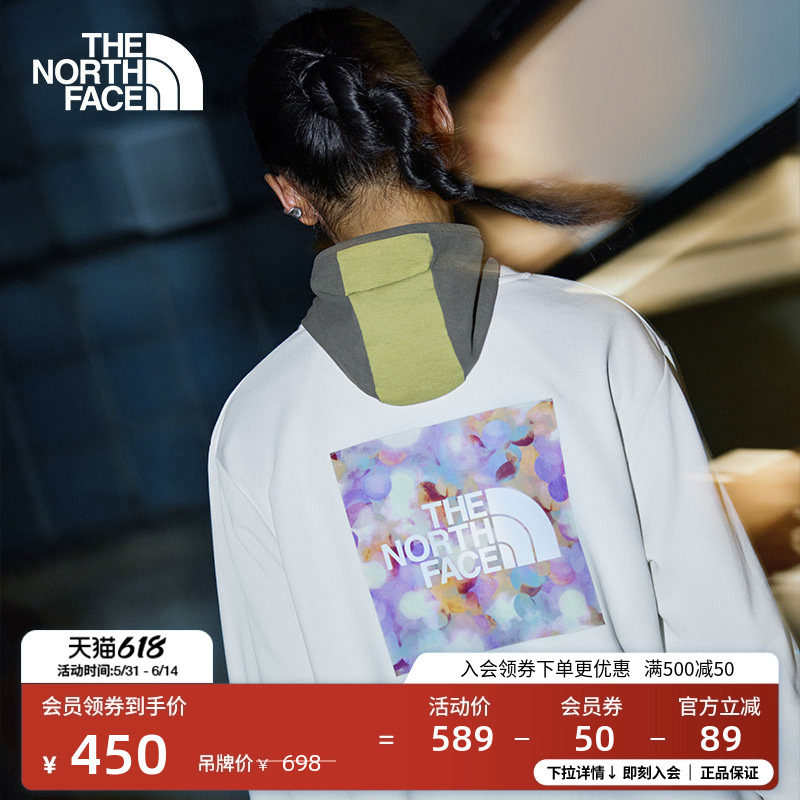 北面女印花LOGO宽松针织卫衣运动户外新款TheNorthFace|8F0X