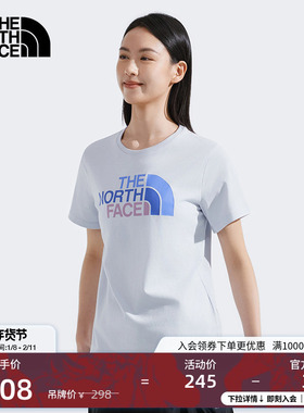 北面女纯棉撞色LOGO短袖T恤户外透气春夏新款TheNorthFace|8DC9