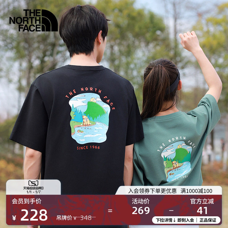 北面男女同款纯棉印花短袖T恤户外休闲透气新款TheNorthFace|8GZ6