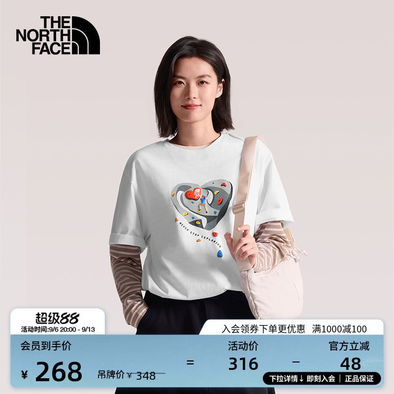 北面男女同款印花短袖T恤图片