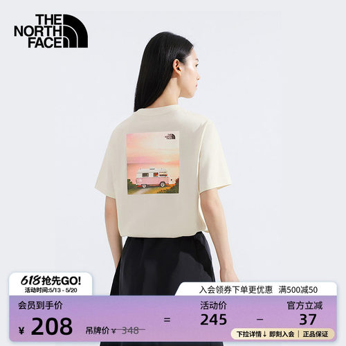 北面女纯棉印花短袖T恤