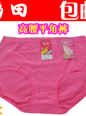 彩田内裤女式糖果色棉质料加大码女士高腰提臀平脚妈妈裤头216