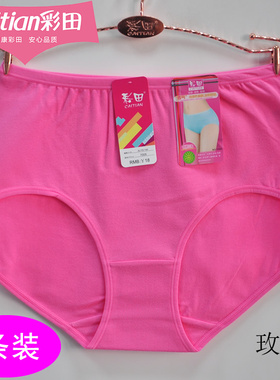 彩田内裤女妈妈高腰三角裤大码棉质面料透气柔软裤头7005