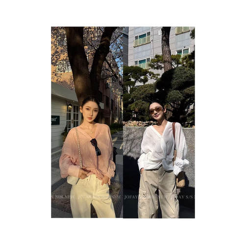 JofayAmigo 扭结衬衫 休闲时尚百搭春夏款长袖衬衫 C1713