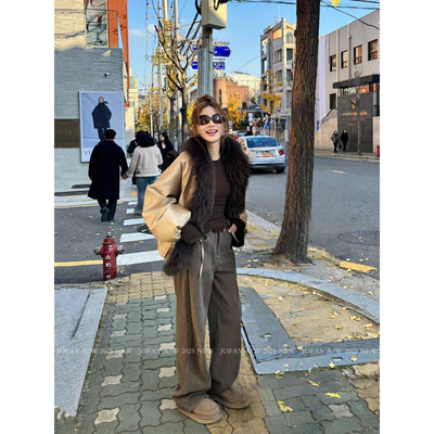 小侨jofay 复古滤镜 秋冬新款女款加绒加厚韩系小腰包牛仔裤子