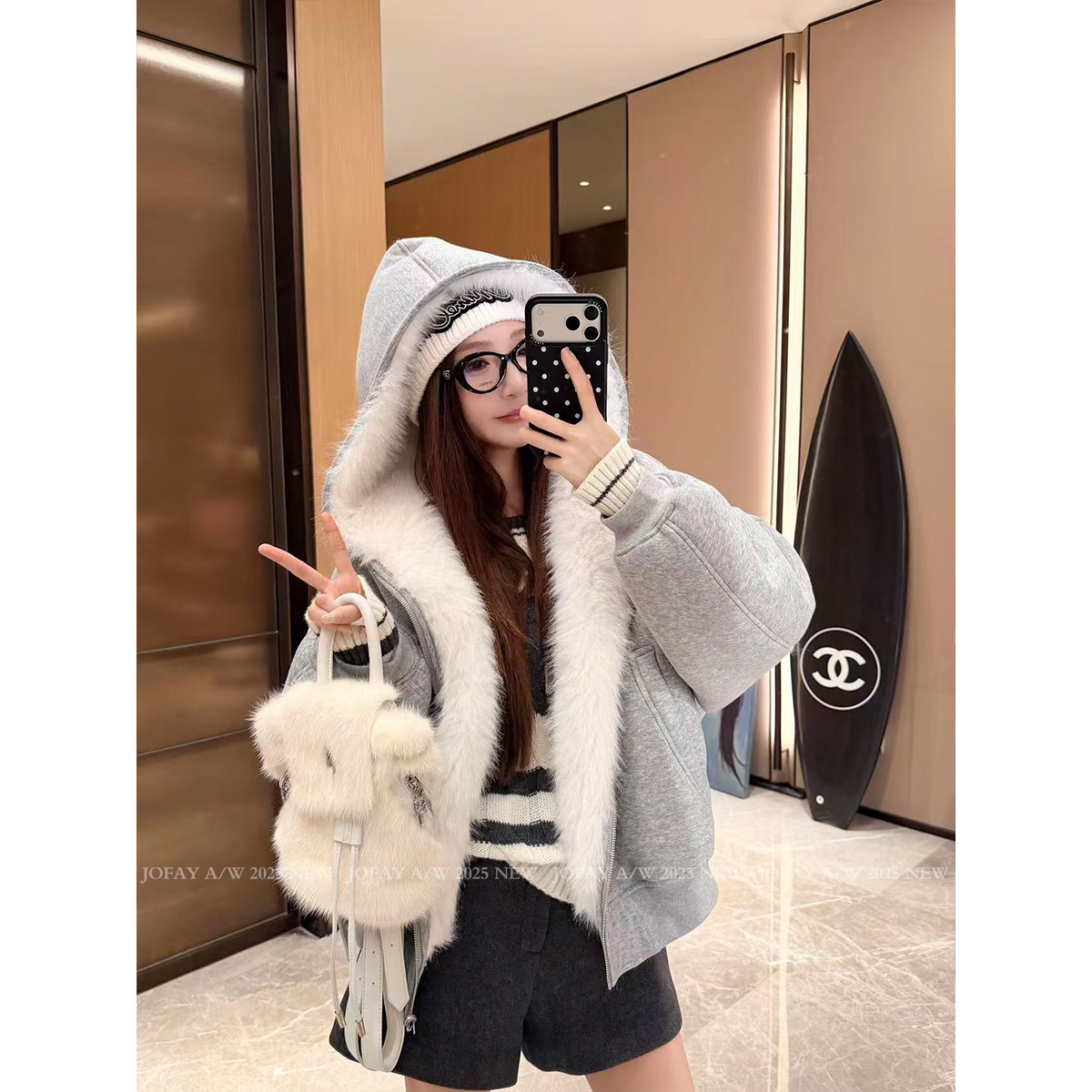 小侨jofay 暖冬随手裹 秋冬女装新款氛围感两面派毛毛上衣外套