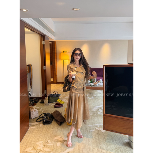 JofayAmigo【麂皮半裙】麂皮绒半身裙 小众时尚复古气质显瘦W3023