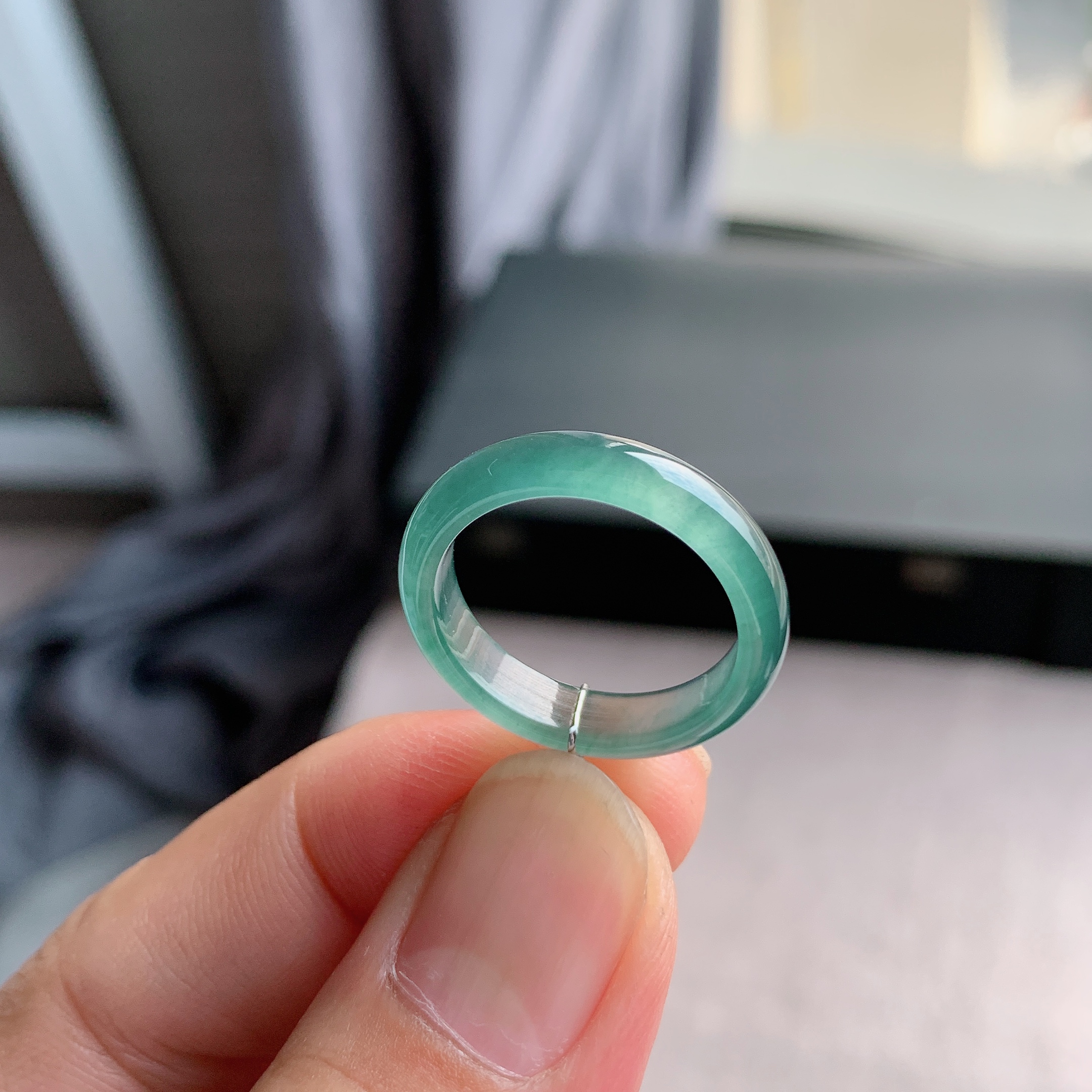 A货冰种翡翠戒指17号未镶嵌天然