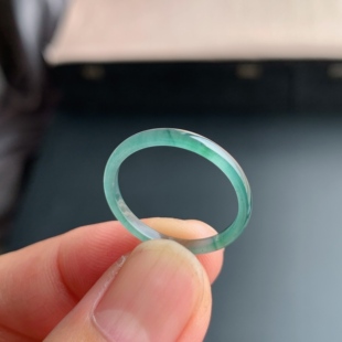 男女19号天空蓝戒指指环素圈戒圈尾戒REF4 天然A货翡翠