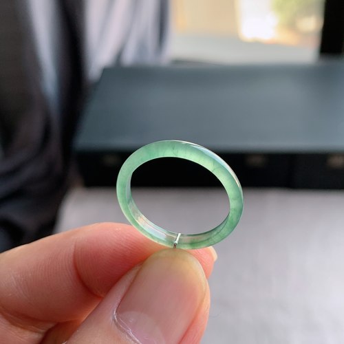 天然A货翡翠冰种19号晴水绿戒指