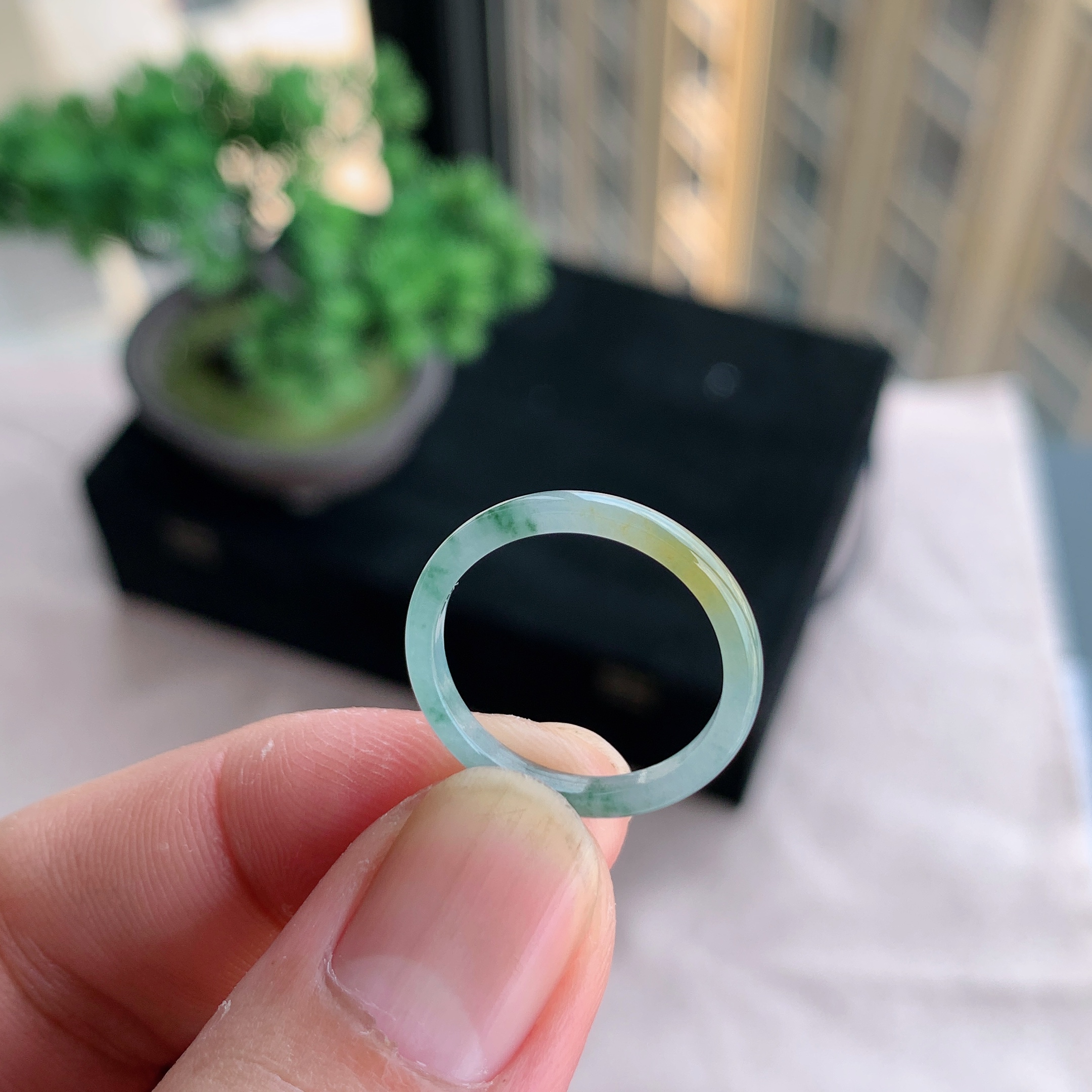 天然A货翡翠冰种16号冰黄翡戒指