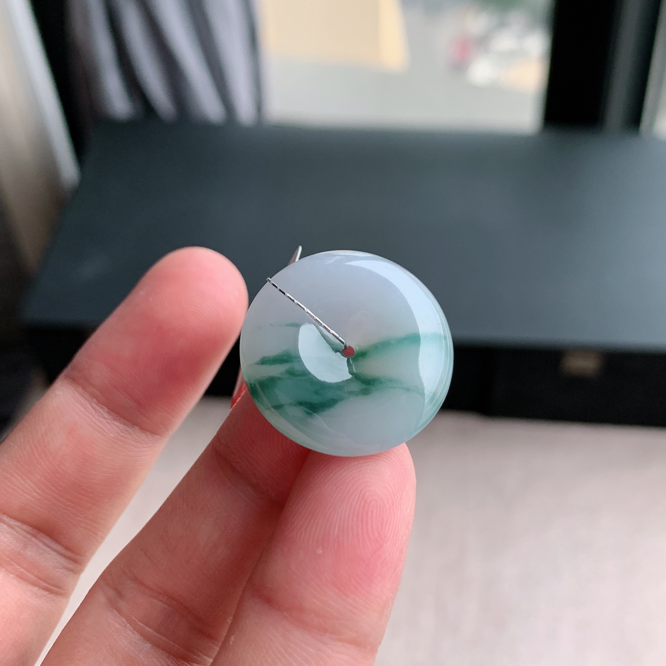 缅甸天然A货翡翠平安扣吊坠