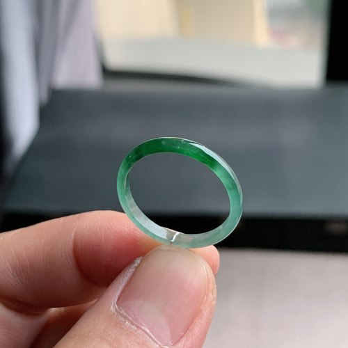 天然A货冰种翡翠山水戒指