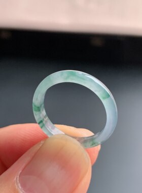 天然A货冰种紫罗兰翡翠素圈戒指
