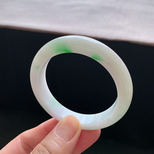 缅甸A货翡翠手镯阳绿正圈54圈