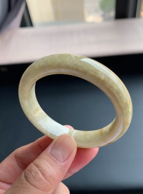 缅甸天然A货翡翠 55圈口满黄翡正圈手镯200436玉镯S1