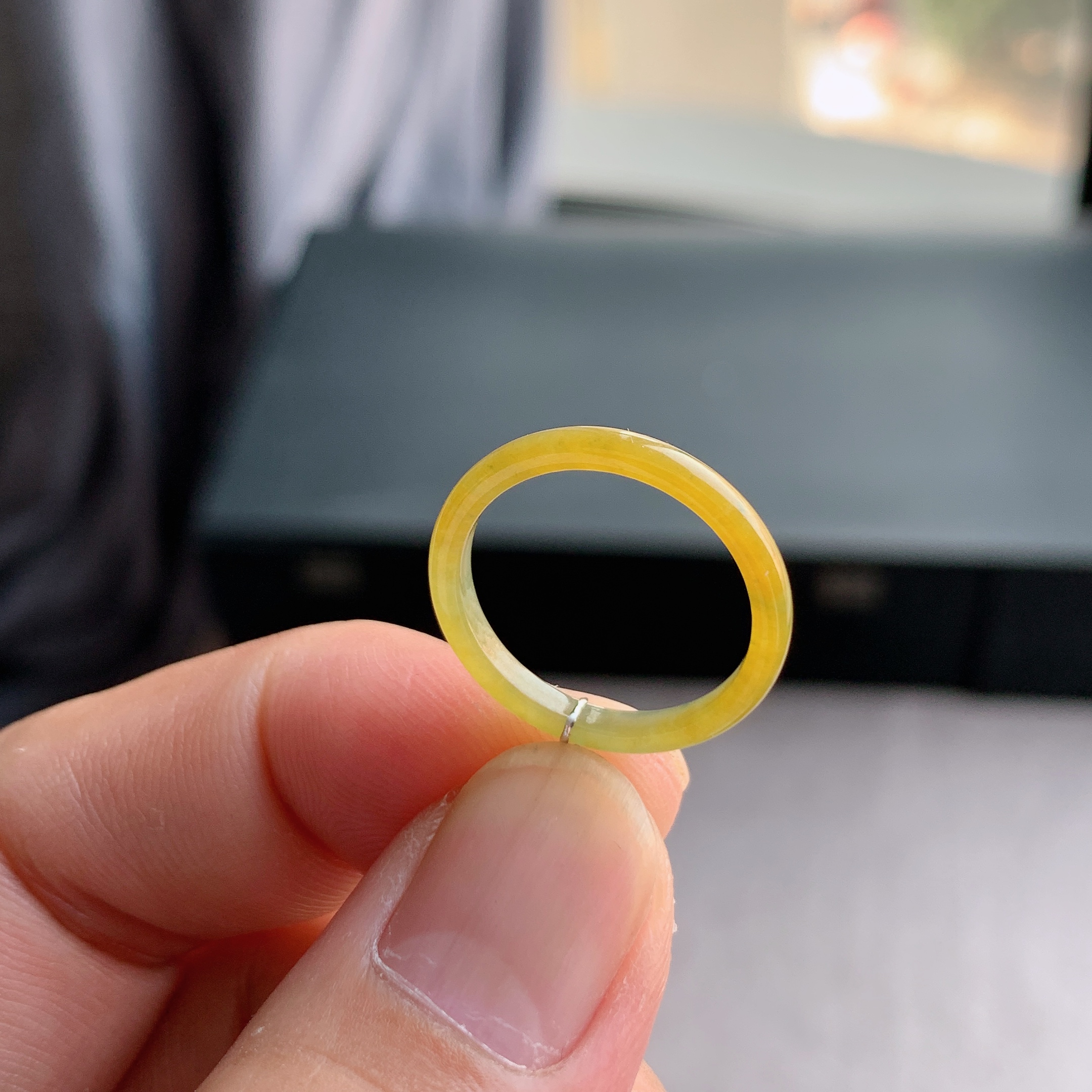 天然A货翡翠14号黄翡戒指指环