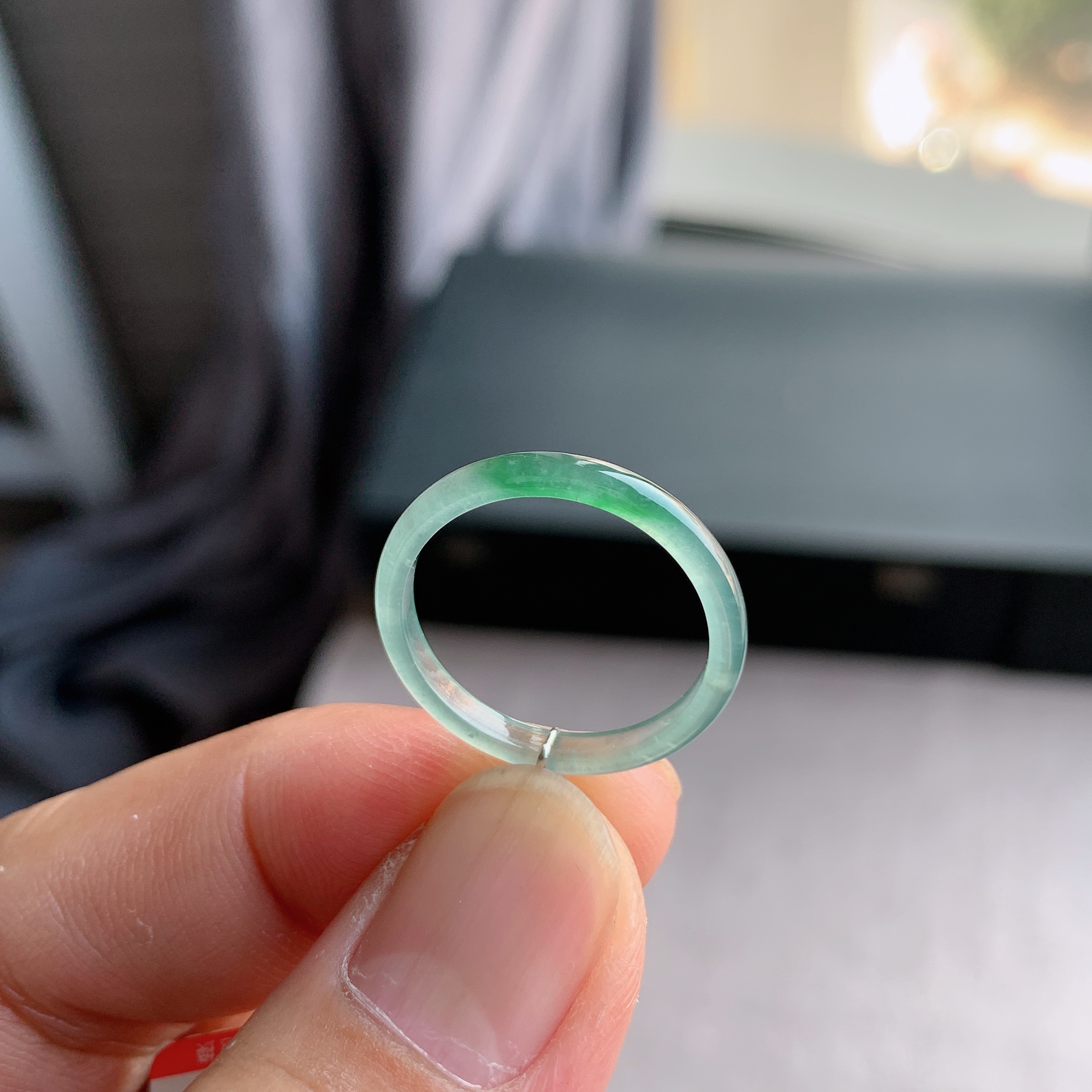 天然A货翡翠17号飘绿花戒指