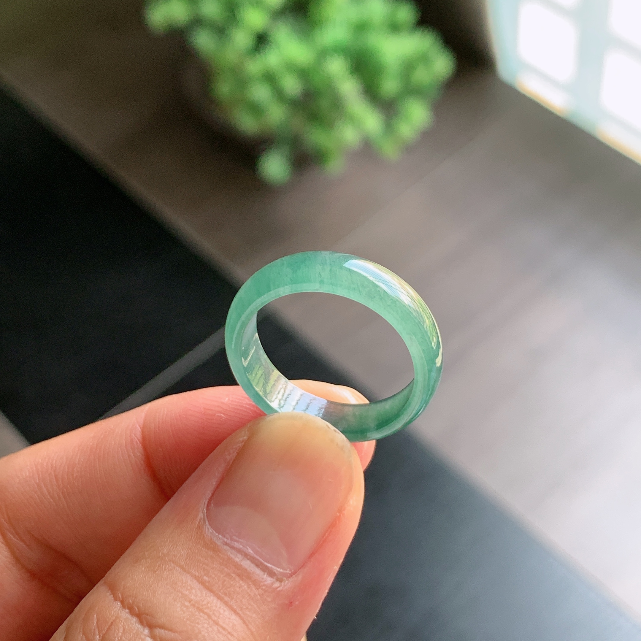 天然A货翡翠天空蓝戒指指环