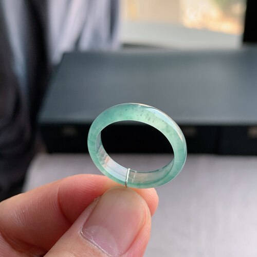 天然A货翡翠天空蓝戒指指环
