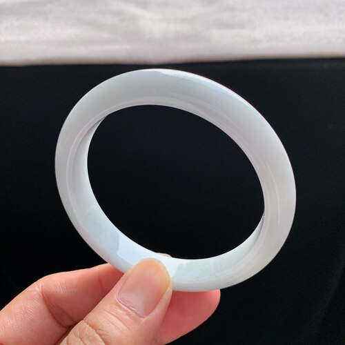 缅甸A货翡翠白月光正圈手镯