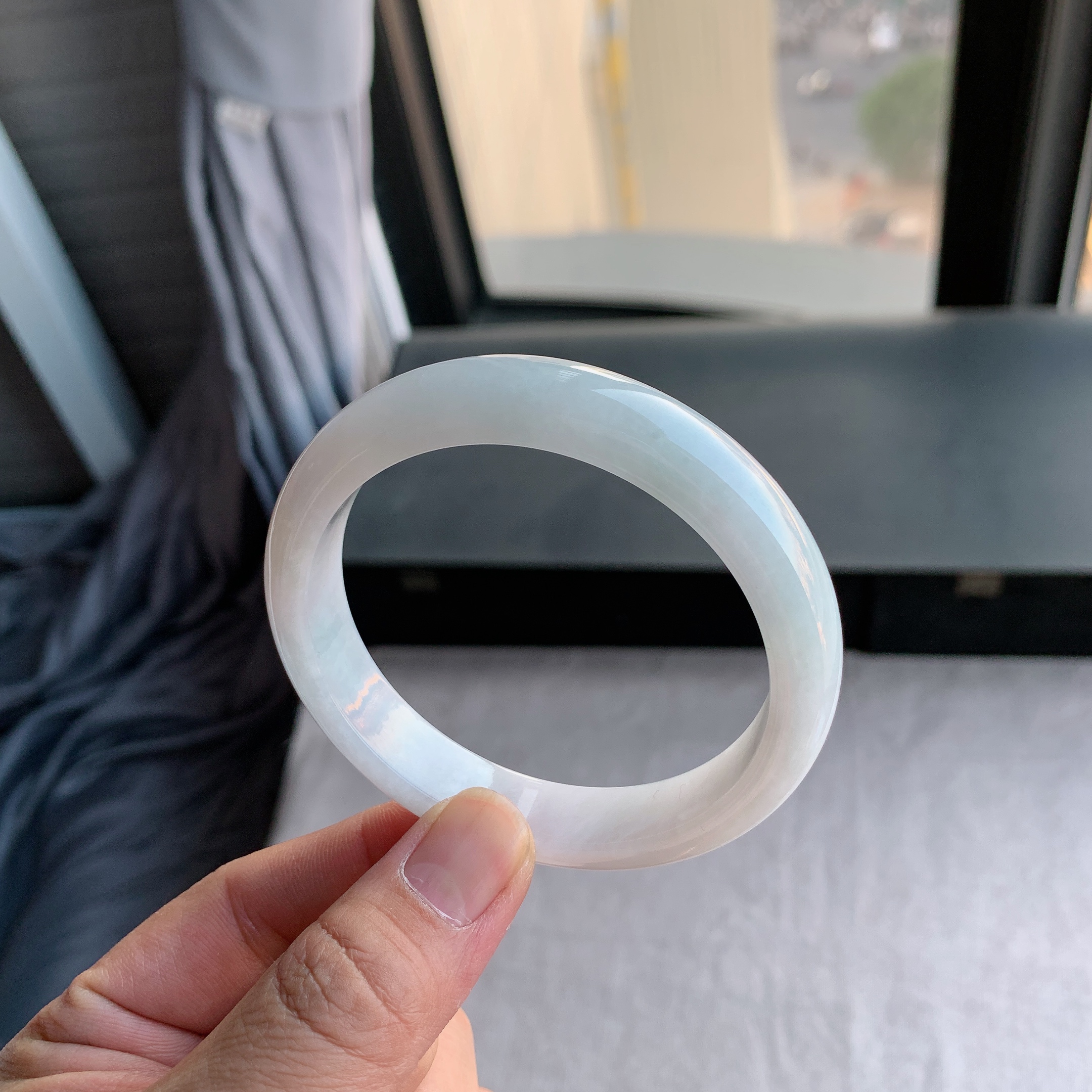 天然A货翡翠62圈口白月光手镯