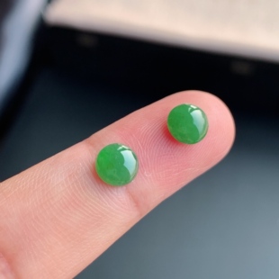 冰糯种满绿瓜绿蛋面戒面L15 缅甸天然A货翡翠