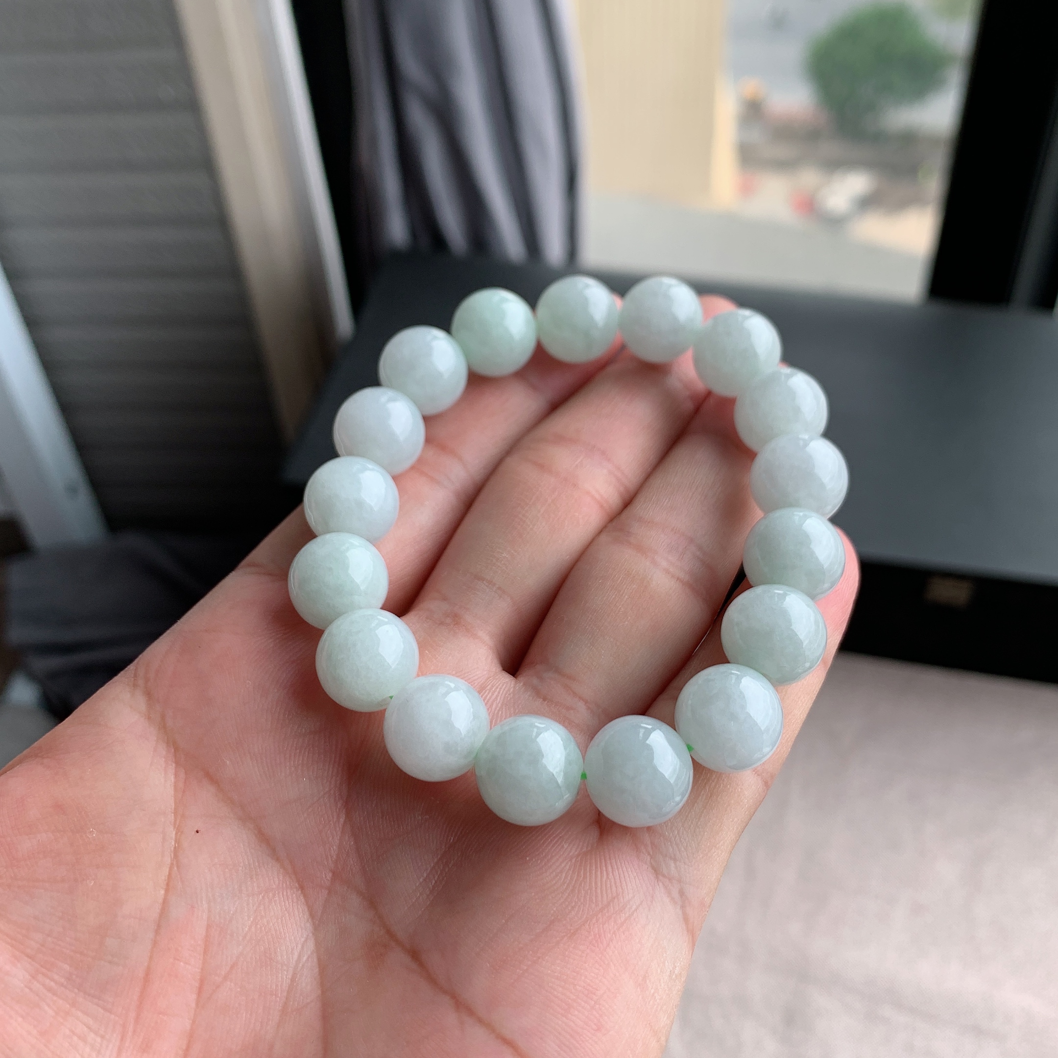 天然A货翡翠冰糯种白月光手链