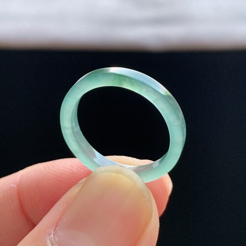 天然A货冰种14号翡翠素圈戒指