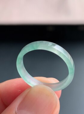 天然A货冰种翡翠白月光方戒