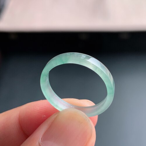 天然A货冰种翡翠白月光方戒