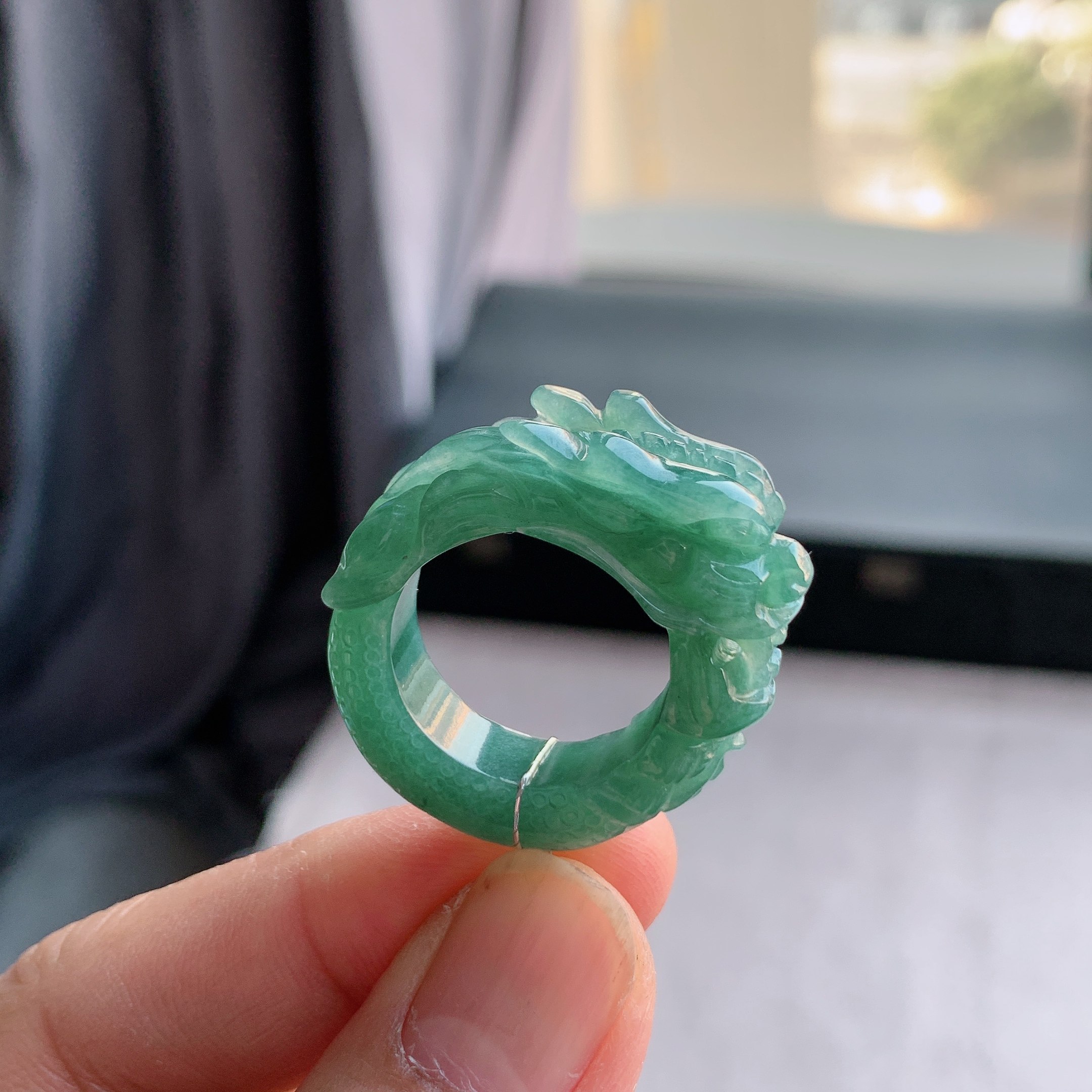 天然A货翡翠 冰种20号湖水蓝雕龙戒指指环戒圈L1005,珠宝/钻石/翡翠,戒指/指环,淘宝优惠券,粉丝福利购,淘宝优惠卷