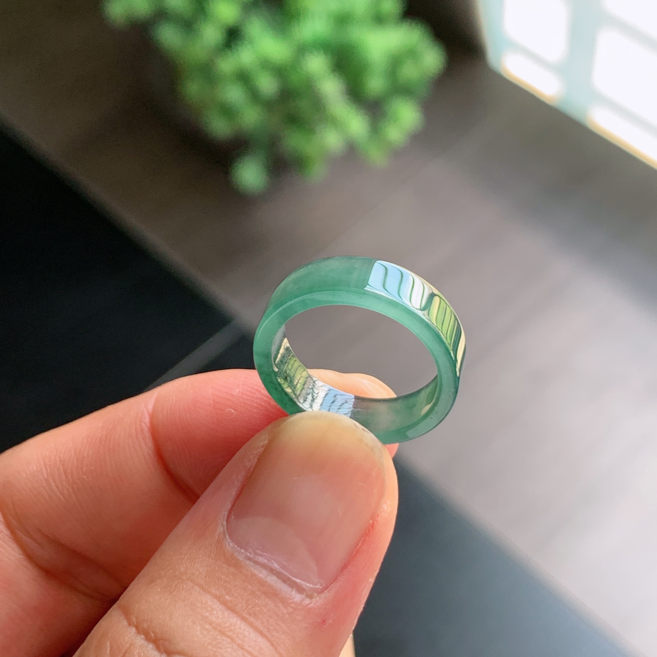 天然A货翡翠13号湖水蓝方戒