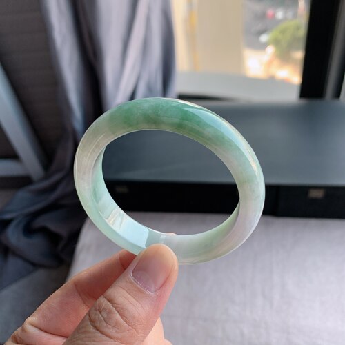 缅甸A货翡翠手镯55圈口冰糯种
