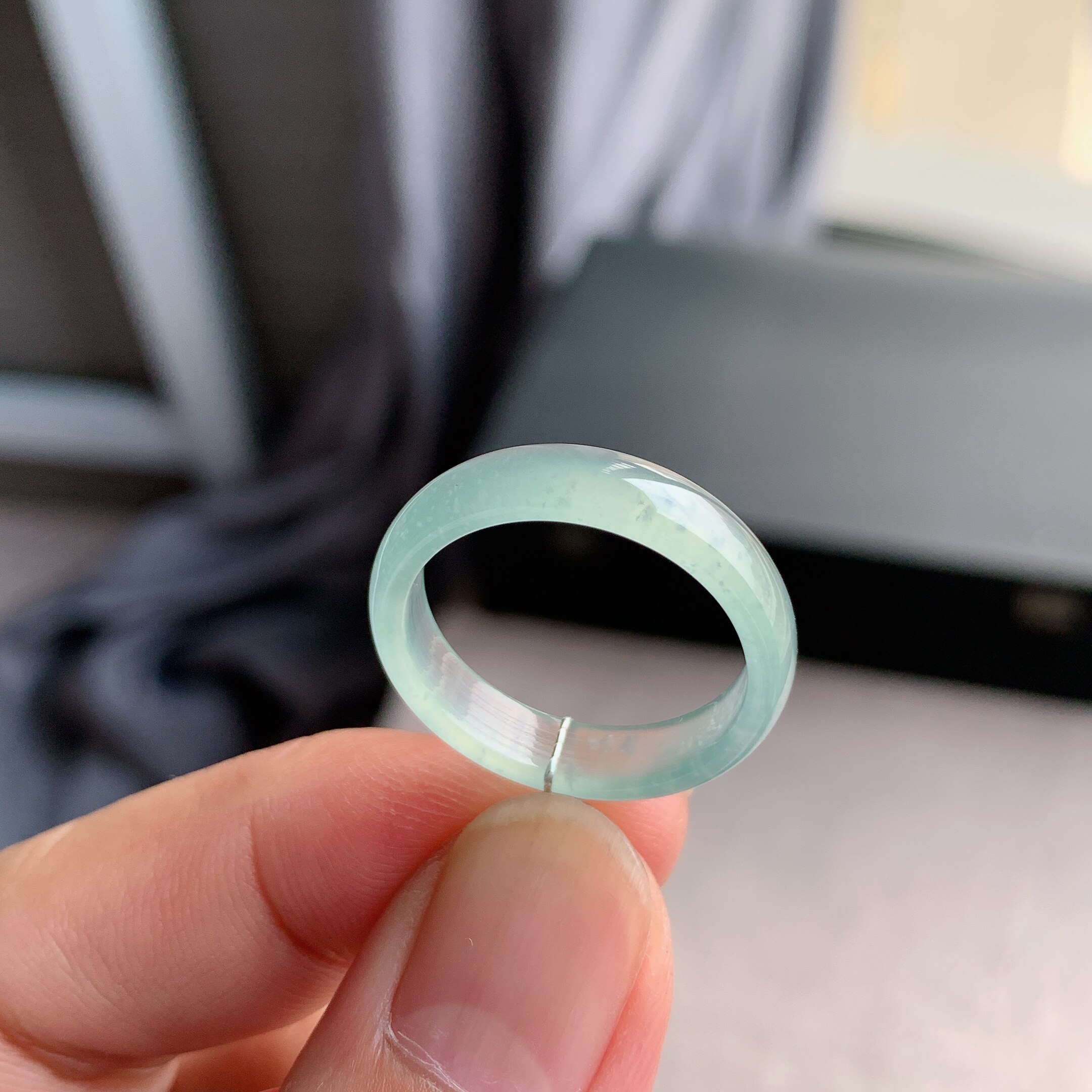 天然A货翡翠冰种21号白月光戒指