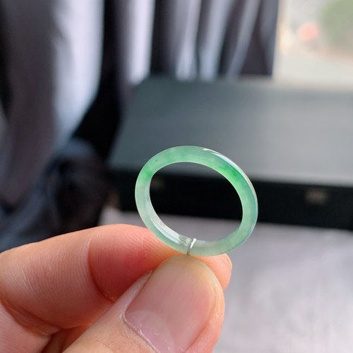 天然A货冰种果绿翡翠指环