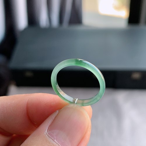 翡翠冰飘花天然戒指未镶嵌15号