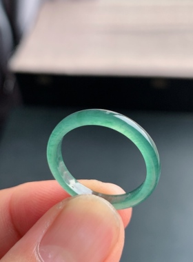 天然A货翡翠 冰种20号湖水绿男女戒指指环素圈戒圈尾戒LCF4