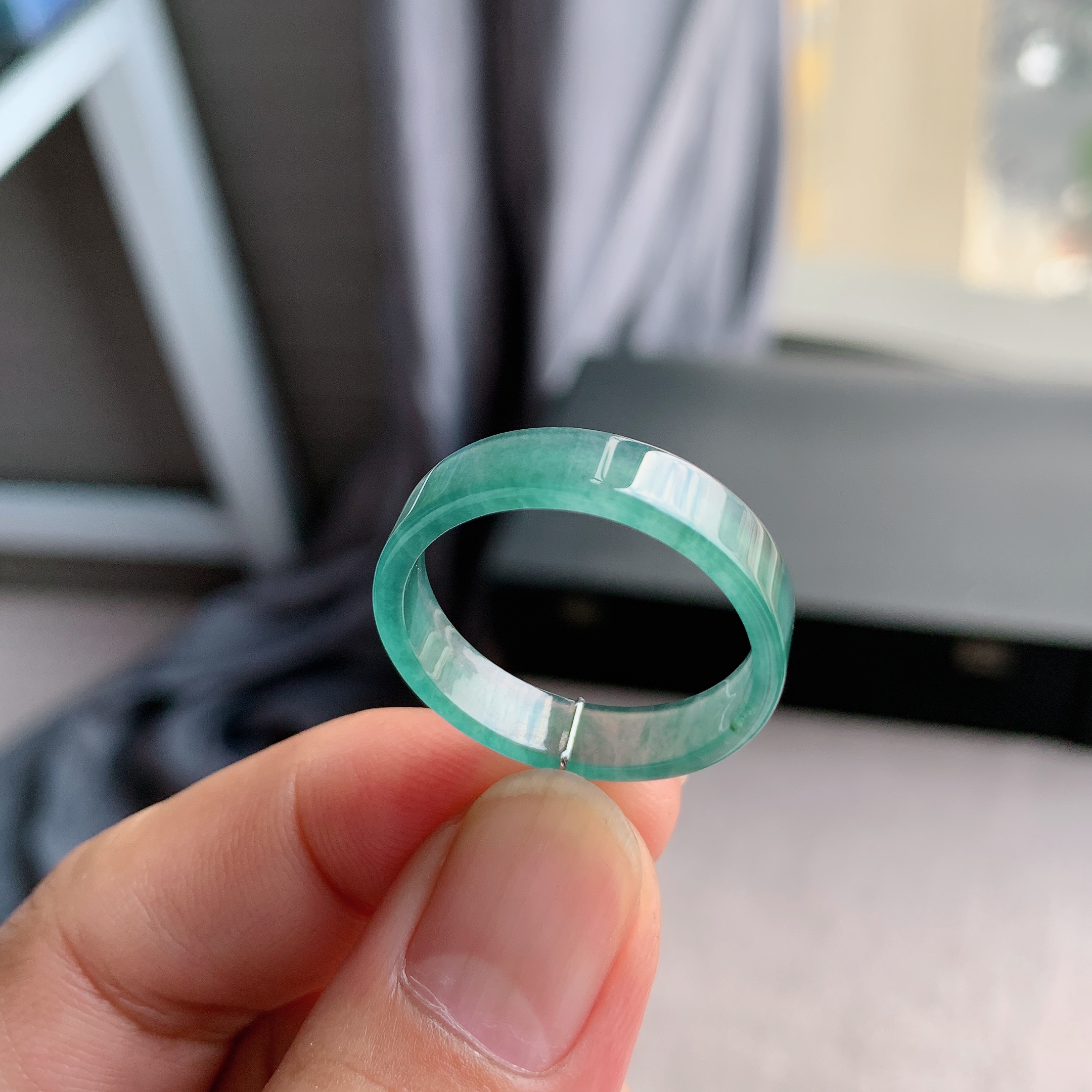 天然A货翡翠29号牛仔蓝方戒