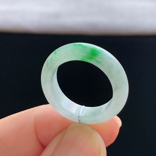 缅甸A货冰糯飘阳绿翡翠戒指